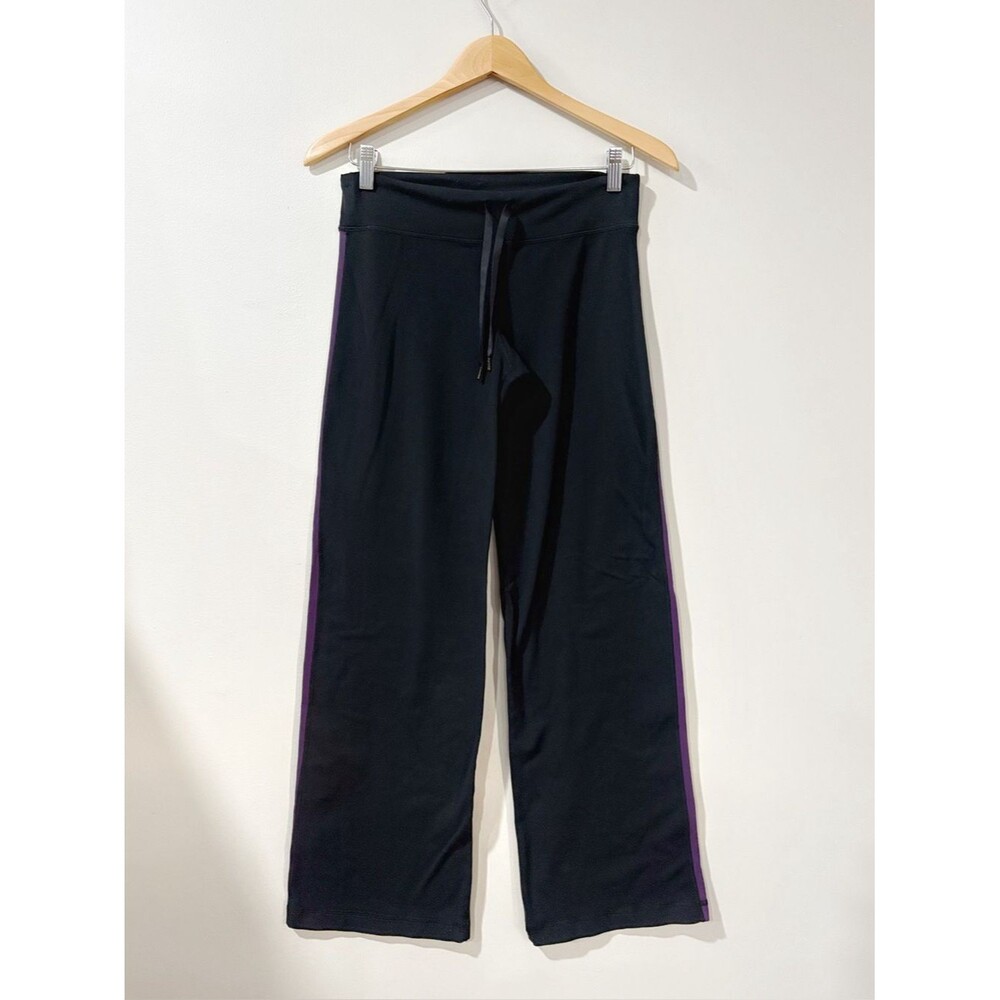Lululemon Women M Black Purple Wide Leg Flare Yoga Pants Athleisure Y2K Lounge